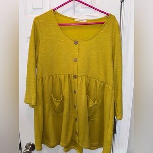 entro Bright Mustard Knit Top with Scoop Neck